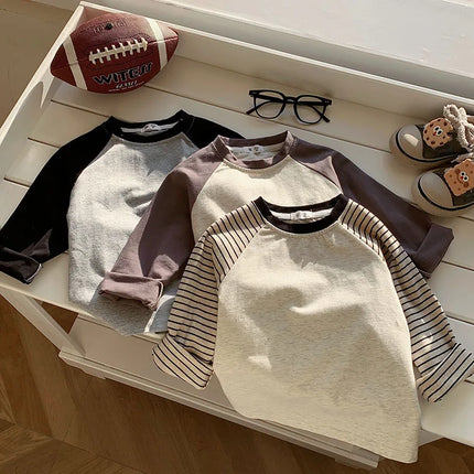 Kids' Striped Long-Sleeve T-Shirt Toddler Girl Loose Bottoming Shirt Boy Baby Casual Tops Fashion Children's Cotton Tees