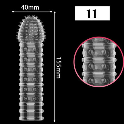 1PCS Transparent Penis Covers Extender Men's Crystal Wolf Tooth Condoms Finger Cock Ring Adult Sex Toys For Male Penis Sleeve