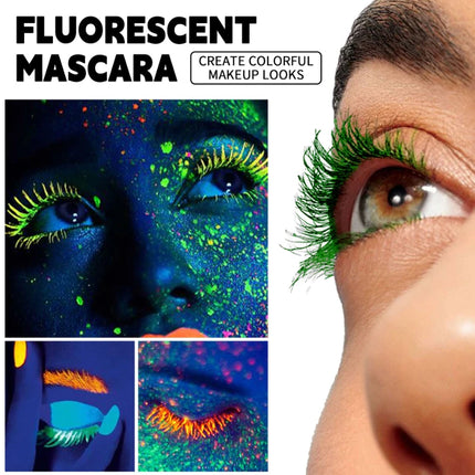 Colorful UV Mascara,Long-lasting Neon Mascara Curling Mascara Glow-in-the-Dark Eyelash Eye Makeup Club Parties Makeup Cosmetics