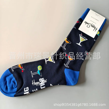 High Quality Fashionable Men's Mid-Calf Cotton Socks HappySocks New Arrival Suitable for All Seasons Swedish Design