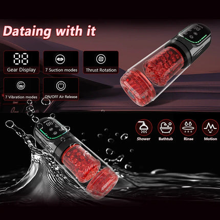 Enlargers LCD APP Penis pump Pocket Pussies Thrusting Rotating Vibrating Sucking Lickin 9 In 1 Multi-Functional Cook Exerciser
