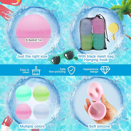 Reusable Water Balloons Toys Silicone Refillable Water Balls Beach Pool Toys Kids Summer Outdoor Activities Water Games Toy