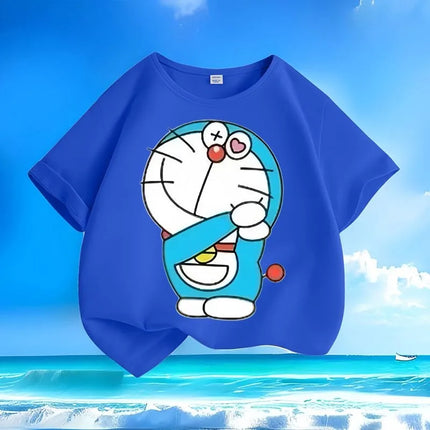 Low Price Doraemon Kids T-Shirts | Best Deal Hot Sale | Summer New Crew Neck Loose & Versatile Casual Tops for Boys Girls