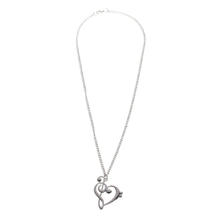 Music Note Heart Necklace of Treble and Bass Clef Women Infinity Love Charm Pendant Necklace Stainless Steel Jewelry Gift