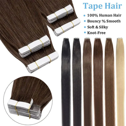 Straight Tape in Human Hair Extension for Women High Quality Brazilian Human Hair Adhesive Tape in Hair Skin Weft Hair Extension
