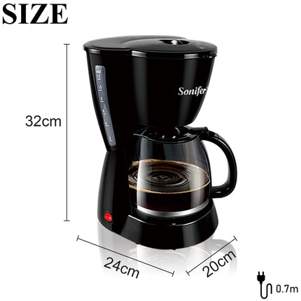 1.5L Electric Drip Coffee Maker 800W Household Coffee Machine 15 Cup Tea Coffee Pot Milk Coffee Maker for Gift 220V Sonifer