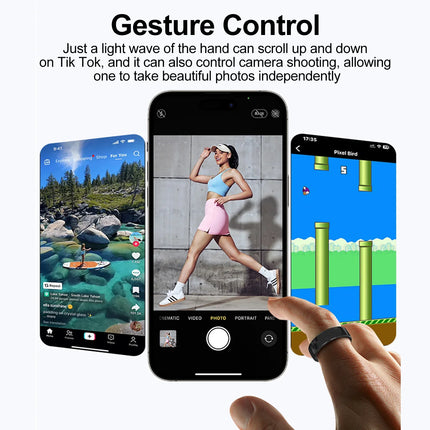 Smart Ring Couple Space Interaction Health and Sleep Monitor Multi Sport Mode Gesture Control 5ATM Waterproof with Charging Case