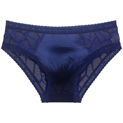 Sexy men underwear letter sports fitness clear ice silk bragas japonesas low waist U convex seamless panties boxers & briefs man