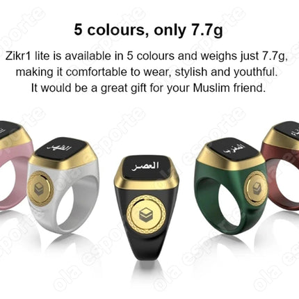 2026 Newest Qibla Zikr Muslim Smart Ring Tally Tasbeeh Counter 5 Prayer Time Reminder Waterproof Smart Rings Men Women Muslims