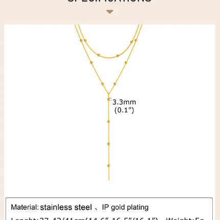 Gold Plated Stainless Steel Lariat Necklace, Dainty Long Layered Necklace for Women Girls, Y-Shaped Drop Pendant
