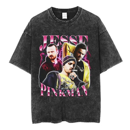Heisenberg Breaking Bad Vintage Washed T Shirt Better Call Saul Graphic Print T-shirts Men's Pure Cotton Short Sleeves Tee Shirt