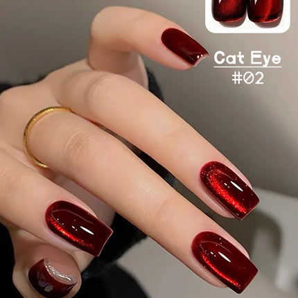 WS 10ML Red Wine Cat Magnetic Gel Nail Polish Glitter Semi Permanant Soak Off UV LED Gel Varnish For Manicure DIY Nail Supplies