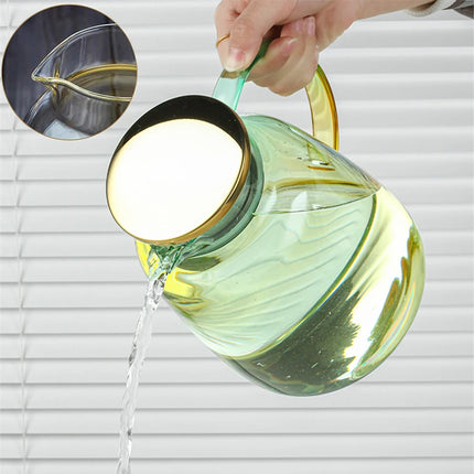 HeY LiLac 1.5L Glass Pitcher With Lid Glass Teapot with Infuser Thickened Heat Resistant Borosilicate Glass Water Jug Carafe