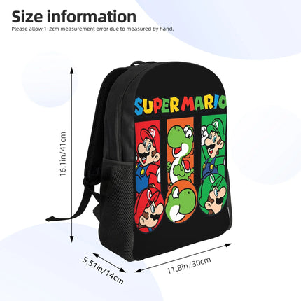 3D Printing M-Marioed Backpacks for Boys Girls Cartoon Yoshi College School Travel Bags Men Women Bookbag Fits 15 Inch Laptop