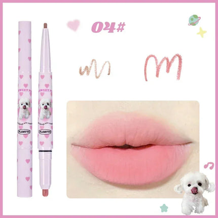 FLORTTE Dual-ended Lip Liner Pencil Natural Matte Cute Animals Nude Lipstick Pen Long Lasting Lip Gloss Korean Cosmetic Make Up