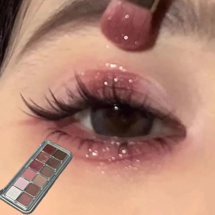 Sexy Rose Wine Red Brown Glitter Eyeshadow Saturation Soft Matte Grey Pink 12 Color Eye Shadow Makeup Palette Eye Contour Makeup