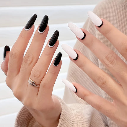 2pcs 15ml Black and White Gel Polish Set Classic Black and Pure White Shades Short armor Long armor Same color as the bottle