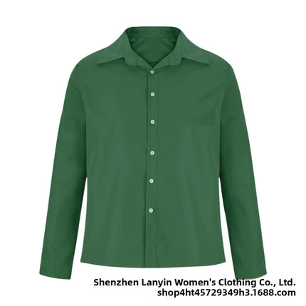 Long Sleeve Collared Men's Shirt Business Commute Style Polyester Fabric Machine Washable Spring Autumn Collection 2025