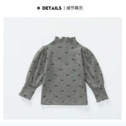 Girls' High-Neck Base Shirt, Kids' Autumn Winter Long-Sleeve T-Shirt, Winter Warm Baby Girl Top