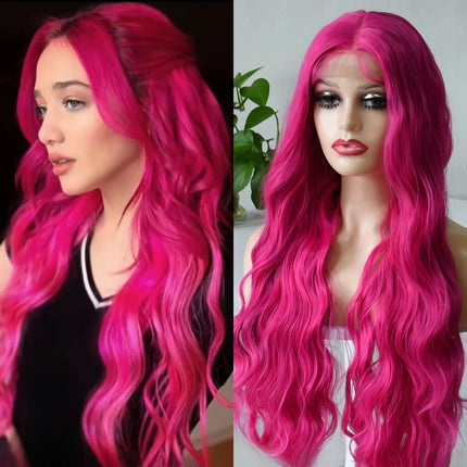 Lavender Purple Wig Long Body Wave  Lace Front Wigs Heat Resistant Light Pruple 13x4 Synthetic And Blend Lace Wigs Cosplay