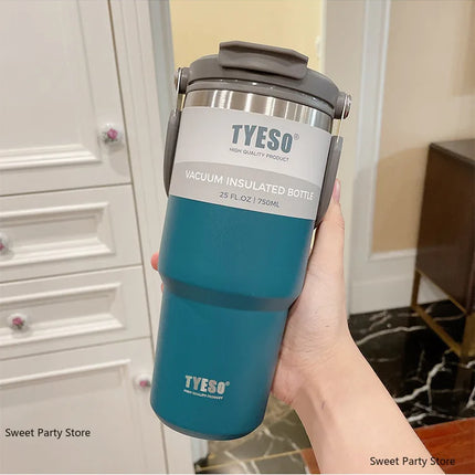 Tyeso 600/750/900/1050/1200ML Stainless Steel Thermos Bottle Car Coffee Cup Sports Water Bottles Keeps Cold and Heat Thermal Mug
