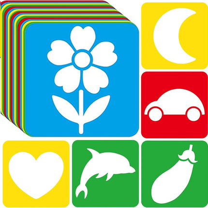 6PCS/Set Drawing Stencils for Kids Washable Reusable  Learning Themed Primary Shape Template for Kid Toddlers Preschool TMZ