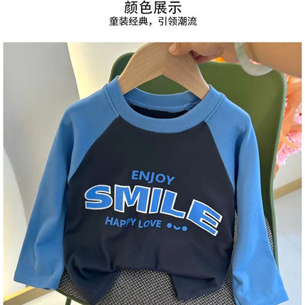 New Autumn Girls and Boys Long Sleeve T-shirt Base Shirt Letter Korean Style Children Clothing