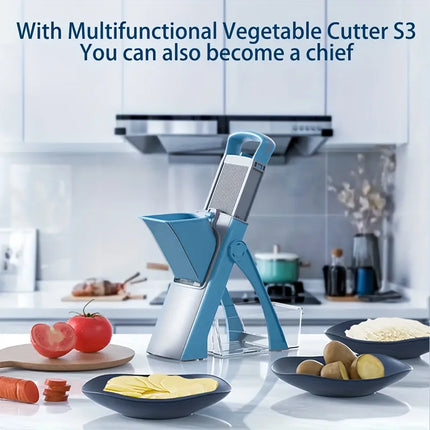 Adjustable Manual Mandolin Slicer with Stainless Steel Blades – Large Vegetable and Fruit Dicing and Slicing Machine,