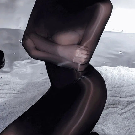 Oiled Full Body Stockings High Glossy Shiny Nylon Restrict Bodysuit Tights Bodyhose Sexy Lingerie