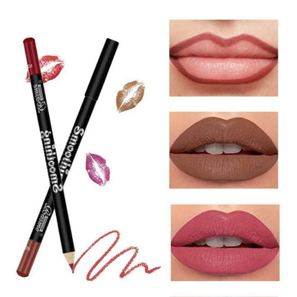 12 Color Nude Matte Lipstick Pencil Long-lasting Waterproof Lip Pencil High Pigmented Lip Liner Lips Makeup Tool Lip Contouring