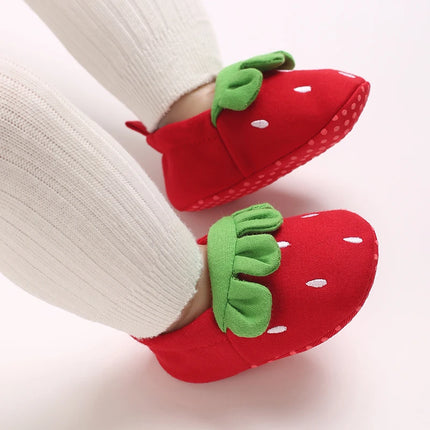 Spring and Autumn Baby Girl Baby Shoes Cute Strawberry Casual Sports Shoes Elastic Mouth Comfortable Baby Walking Shoes