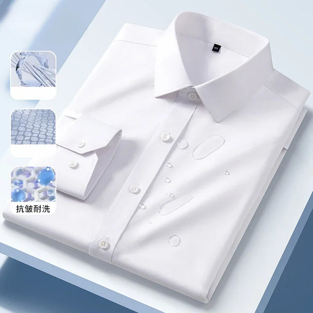 White shirt, men's long sleeved business dress shirt, ice silk sun protection, wrinkle resistance, non ironing, casual career