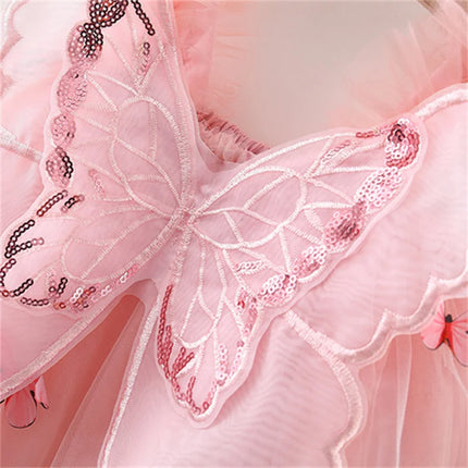 Summer Baby Girls' Princess Party Birthday Dress Sweet Children Clothing Butterfly Wings Fairy Strap Embroidered Mesh 0-3 Y Kid