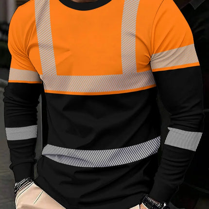 Men's 3D Printed New Secure Logo Color Blocking Design Long-Sleeved T-Shir Fashion Spring Daily Casual Work Wear Men's T-Shirts
