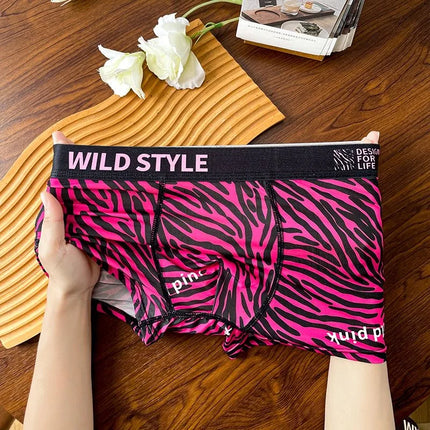 MAIMENG Men's Underwear Sexy Leopard Pattern Ice Silk Panties Comfortable Cool Breathable Fashion Men Boxer Short Summer