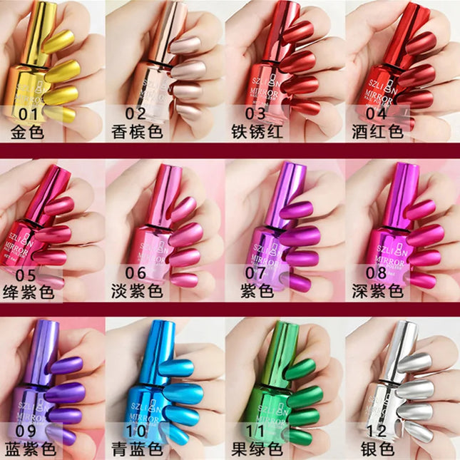 1PCS Metal Mirror Silver Baking Free Nail Polish Super Texture Gorgeous Durable Nail Polish Multicolor Bright Nail Polish Beauty