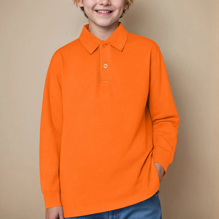 2-17 Y Boys POLO Shirt Teenagers Long Sleeve T-Shirt Children's Cotton School Girls Lapel Tops Solid Color Shirts Kids Clothes