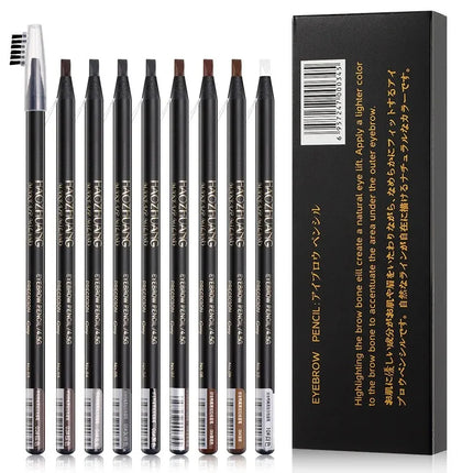 6PCS Haozhuang Eyebrow Pencil Brown Wholesale Cosmetic Pencil Product Natural Waterproof Long-Lasting Tattoo Brush Makeup Beauty