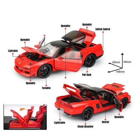 1/32 Honda Acura NSX NA1 JDM Racing Toy Car For Kid Diecast Vehicle Miniature Model Pull Back Sound Light Collection Gift Boys