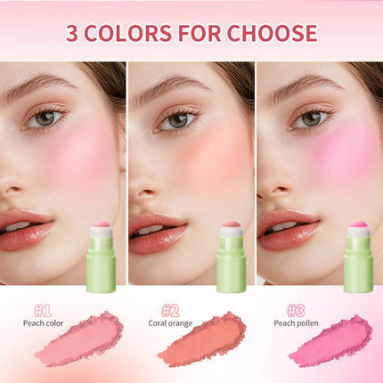 Lakerain Blush Stick Cheek Lip Tinted Moistured Long-wearing Flush Blusher Silky Brighten Blush Cream Cosmetics Matte Nakeup