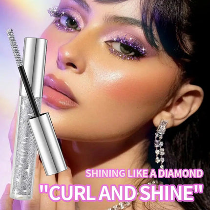Diamond Mascara Shiny Galaxy Sequins Glitter Lash Mascara Eyelashes Waterproof Fast Dry Curling Thick Mascara Shimmer Makeup