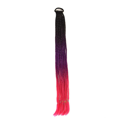 Braided Ponytail Extension Synthetic Colorful Hair Extension For Women 24inch Rainbow Hair Braids Extensions