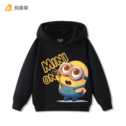Children's cartoonMinions pattern printed hooded sweatshirt for boys and girls suitable for autumn andwinter a warm top for kids