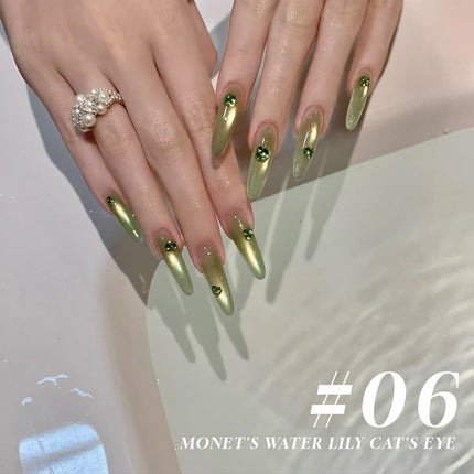 MIANEL 12ML 1-8PCS Lychee Green Lotus Ultra Sparkling Cat Eye Gel Polish High-Density Mirror Glass Bead 2025 Autumn New Arrival