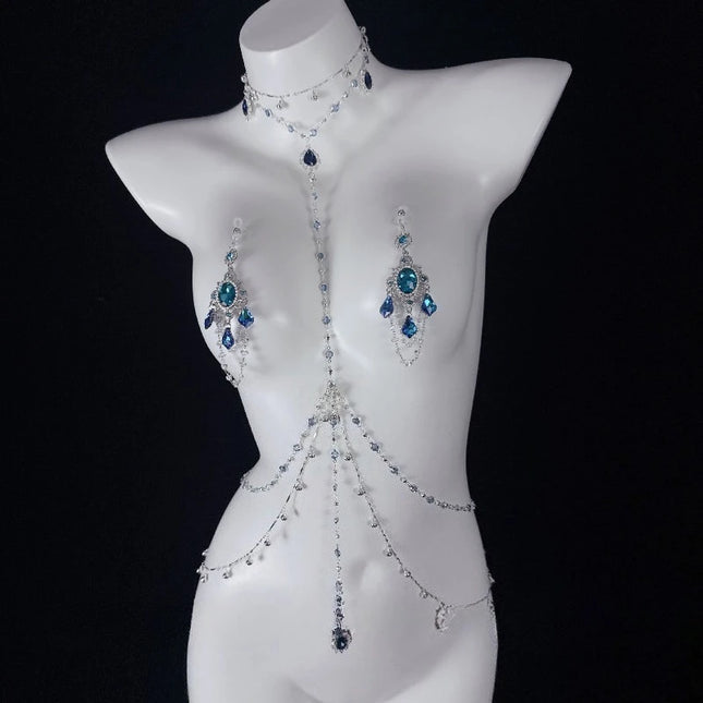 Nipple Clips Collar Sexy Body Chains Erotic Sapphire  Breast Restraints BDSM Training Anal Plugs in Various Sizes Adult Sex Toys