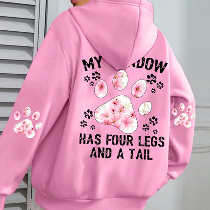 Autumn Womens Hoodies Cute Cat Paw Printing Sweatshirts Warm Fleece Soft Comfortable Pullovers Fashion Loose Female Clothing