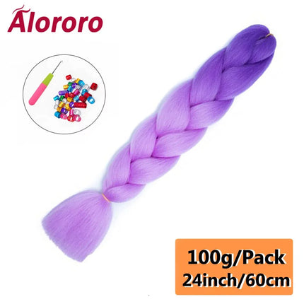 24 Inch Jumbo Braids for Hair Extensions Purple Synthetic Braiding Hair Accessories 100G/Pack Women DIY Hair for Crochet Braid