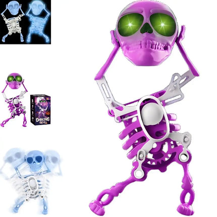 Dancing and Swinging Skull Toy Dancing Skeleton Wind Up Skeleton Clockwork Lighted Action Figure Articulated Flexible Skeleton