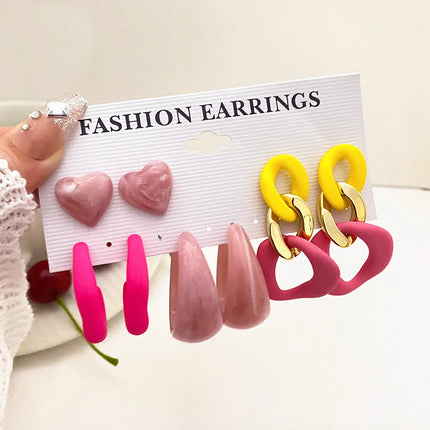 Green Butterfly Heart Dangle Earring Set for Girls Acrylic Gold Color Pearl Set Ear Rings 2023 New Fashion Jewelry Gifts