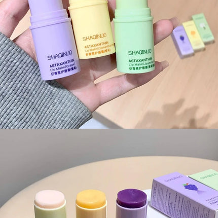 SHAQINUO Astaxanthin Lip Balm - Deep Moisturizing, Reduces Lip Lines, Fruity Fragrance, Say Goodbye to Chapped Lips